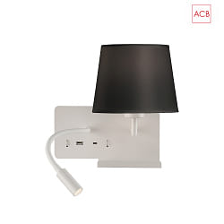 wall luminaire HOLD 16/3664 with switch, with USB connection, left E27 IP20, white