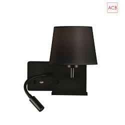 wall luminaire HOLD 16/3664 with switch, with USB connection, left E27 IP20, black