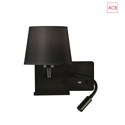 wall luminaire HOLD 16/3664 with switch, with USB connection, right E27 IP20, black