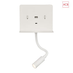 reading lamp CALMA 16/3836 with switch, with USB connection, adjustable IP20, white