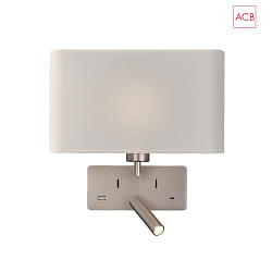 wall luminaire ROMEO 16/3971 with switch, with USB connection, adjustable E27 IP20, nickel matt