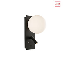wall luminaire KIN 16/8169 with USB connection, adjustable IP20, opal, black
