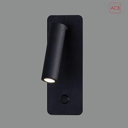 LED Leseleuchte ARON 16/3240, Einbau-Version, 3W 3000K 315lm, mit Schalter, verstellbar, Schwarz