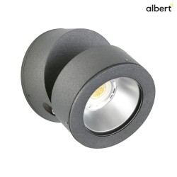 LED Auenwand-Strahler Typ Nr. 2389, IP54, 12W 3000K 1200lm 30, dreh- und schwenkbar, dimmbar, Alu-Guss / Glas, Anthrazit