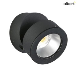 LED Auenwand-Strahler Typ Nr. 2389, IP54, 12W 3000K 1200lm 30, dreh- und schwenkbar, dimmbar, Alu-Guss / Glas, Schwarz matt