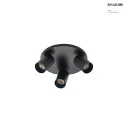 ceiling luminaire TAGES 3 flames, round GU10 IP20, black matt dimmable