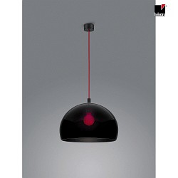 Pendelleuchte DORO, 40cm, E27, IP20, Baldachin schwarz, Kabel rot, Schirm schwarz