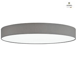 LED ceiling luminaire LUNA,  30cm, 22W 2700K 1880lm, white fabric cover below, dimmable, light grey chintz