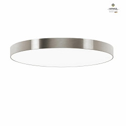 LED ceiling luminaire AURELIA,  40cm, 30W 3000K 3500lm, white fabric cover below, dimmable, brushed silver structural film