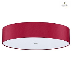 Ceiling luminaire ALEA,  50cm, 3x E27, matt nickel / acrylic cover / chintz shade, ruby
