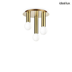 ceiling luminaire PETIT 3 flames E27 IP20, brass dimmable