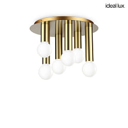 ceiling luminaire PETIT 6 flames E27 IP20, brass dimmable