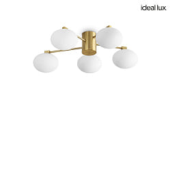 ceiling luminaire HERMES 5 flames G9 IP20, satined brass dimmable