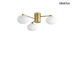 ceiling luminaire HERMES 3 flames G9 IP20, satined brass dimmable