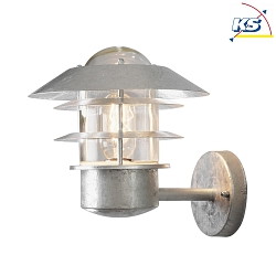 Outdoor wall luminaire MODENA UP SMALL, E27 max. 60W, galvanised steel / clear glass