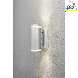 Outdoor wall spot MODENA UP/DOWN SINGLE, 2x GU10 max. 35W, galvanised steel / clear acrylic glass