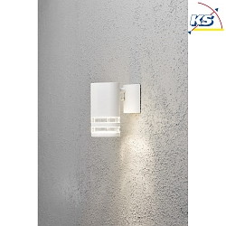 Outdoor wall spot MODENA DOWN, with opening for lateral light component, GU10 max. 35W, white aluminium / clear acrylic glass