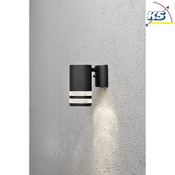 Outdoor wall spot MODENA DOWN, with opening for lateral light component, GU10 max. 35W, black aluminium / clear acrylic glass