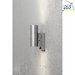 Outdoor wall luminaire MODENA UP/DOWN with motion detector, 2x GU10 max. 35W, stainless steel 304 / clear glass