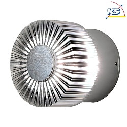 HighPower LED Auen-Wandleuchte MONZA, mit Seiten-Effekt , 3W 3000K 160lm, Silbergrau, Massiv-Aluminium