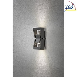 Outdoor wall luminaire POTENZA, Up/Down, height 30cm, 2x GU10 max. 6W, anthracite aluminium / clear acrylic glass