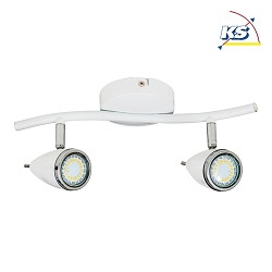 LED ceiling luminaire LINDA, track, 2-flame, chrome, LED, white